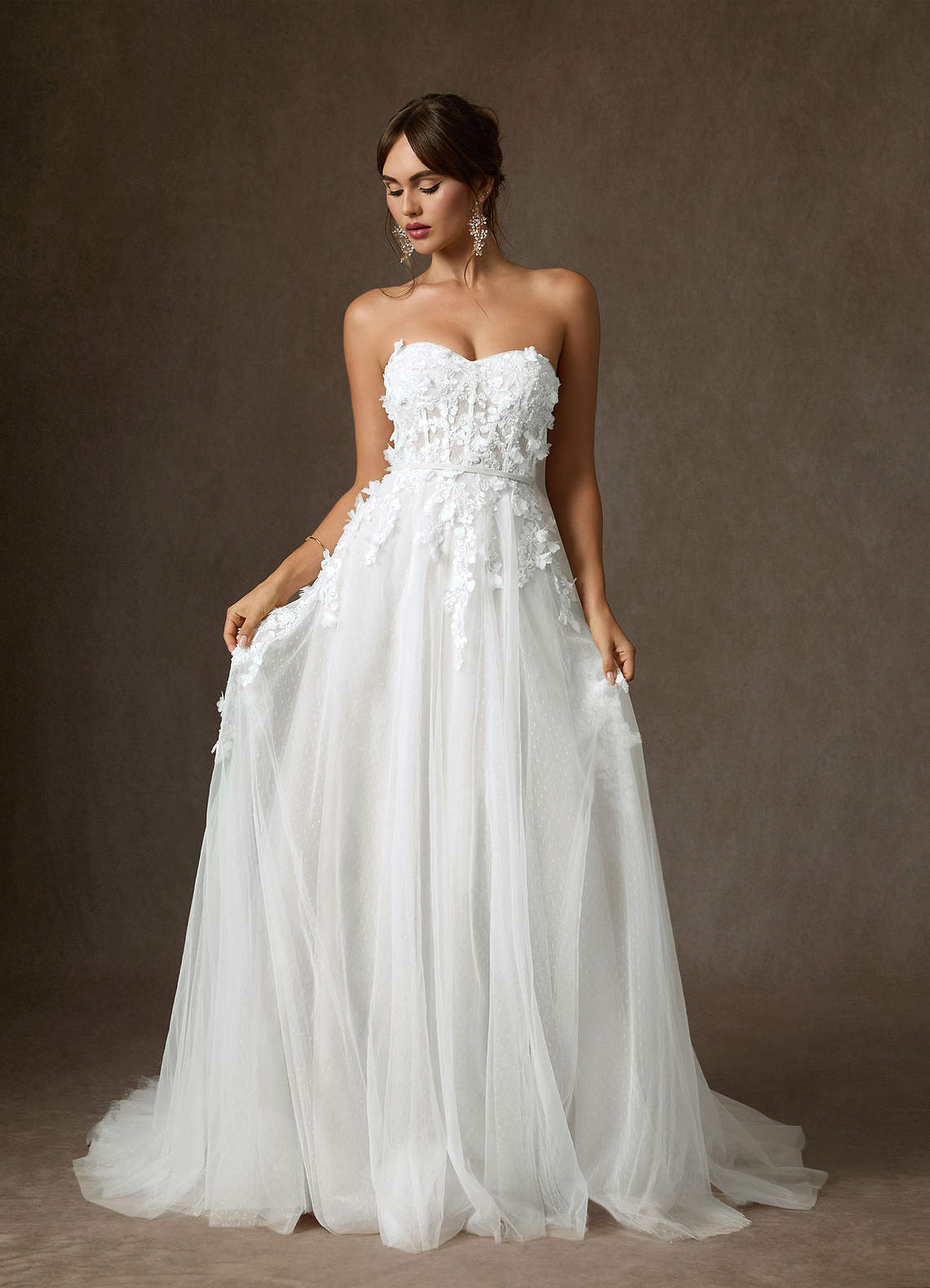 Diamond White Ball-Gown Off the Shoulder Lace Dress