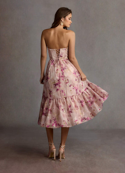 Gigi Mauve Floral Midi Dress