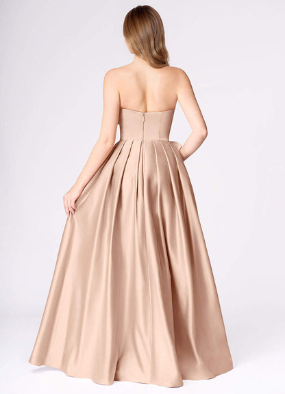 Miebow Blush Pink Strapless Illusion V-Neck Gown  Dress