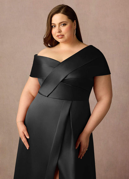 Black A-Line Pleated Mikado Dress