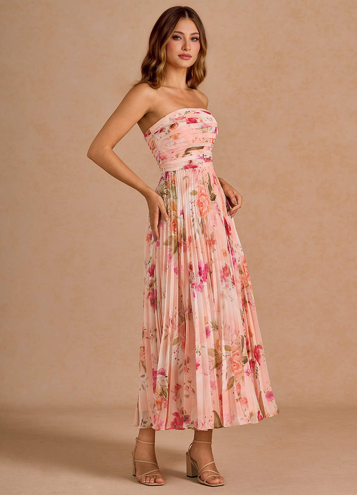Celestine Abstract Bouquet Floral Midi Dress  Dress