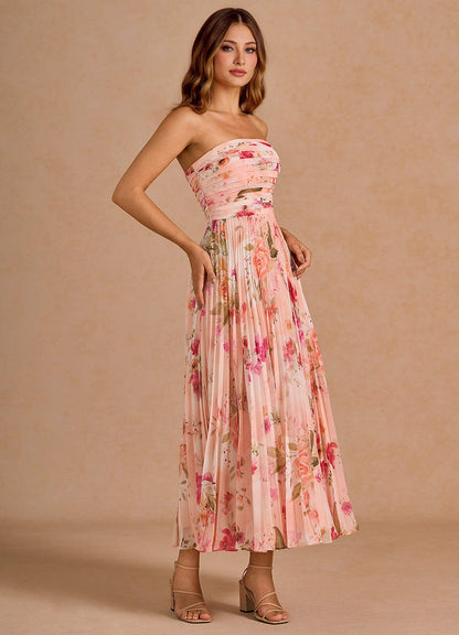 Celestine Abstract Bouquet Floral Midi Dress  Dress