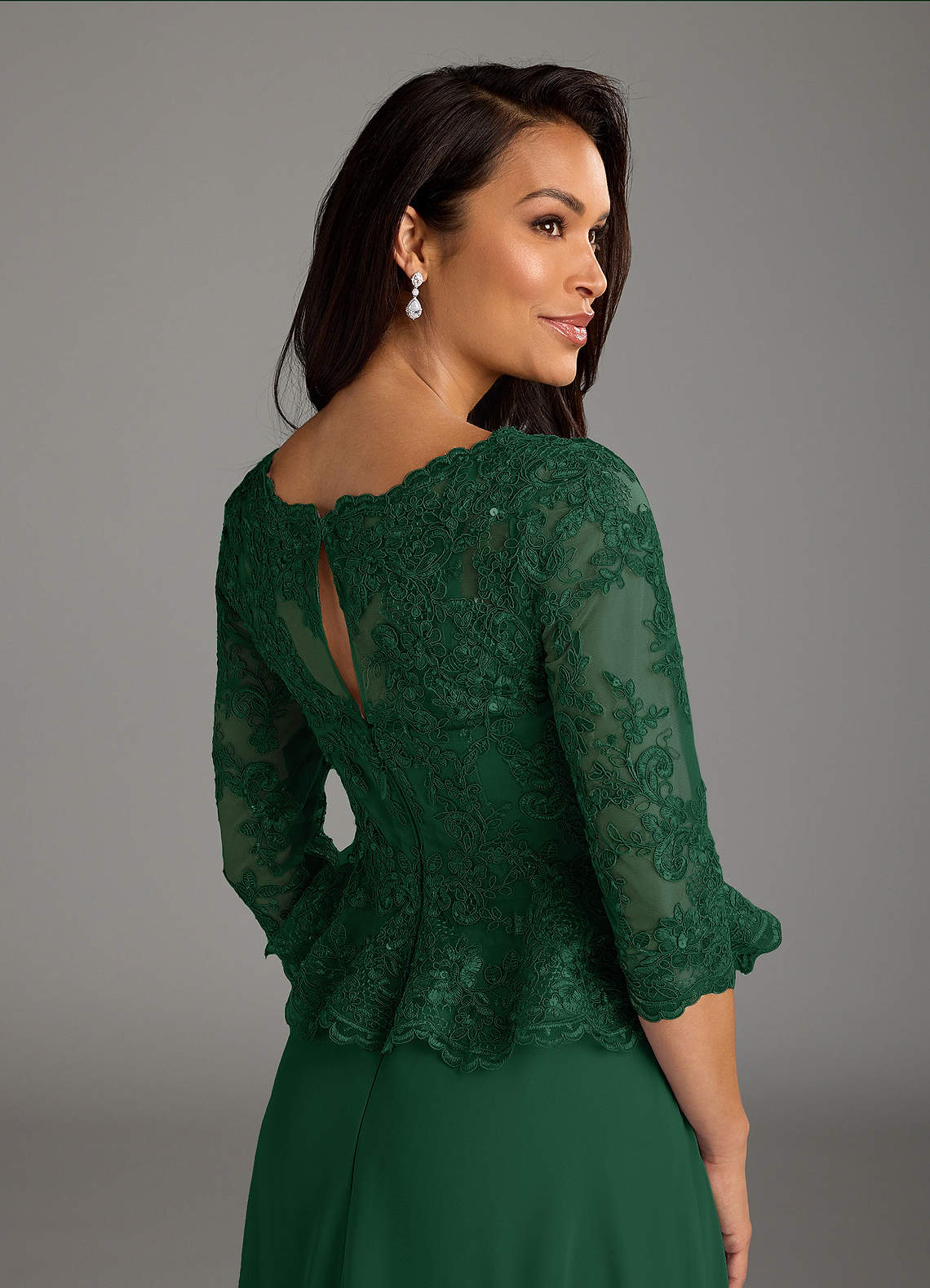 Dark Green A-Line Boatneck Sequins Chiffon Dress