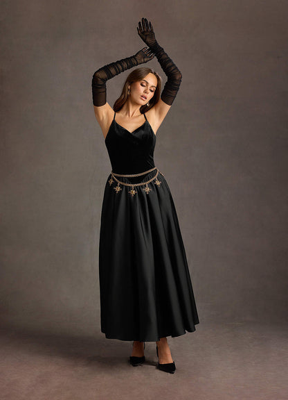 Pandora Black Dropped Waist Maxi Dress  Dress