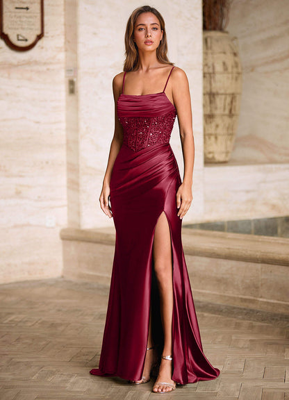 Starlit Burgundy Cowl Neck Prom Dress  Dress