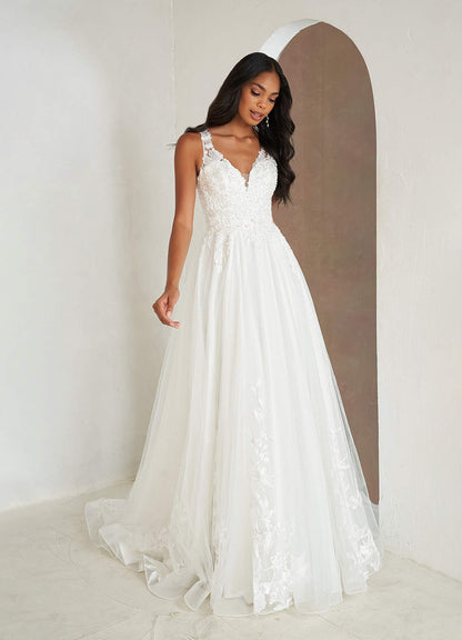 Diamond White A-Line Sequins Matte Satin Dress