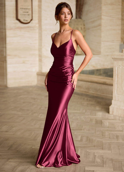 Scarlett Ankara Red Backless Lace-Up Mermaid Prom Dress