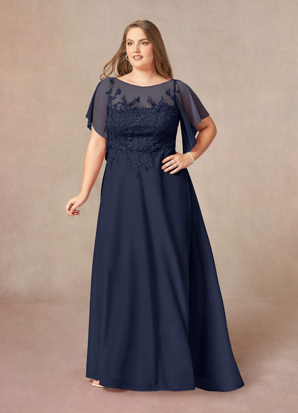 Dark Navy A-Line Sequins Mesh Dress