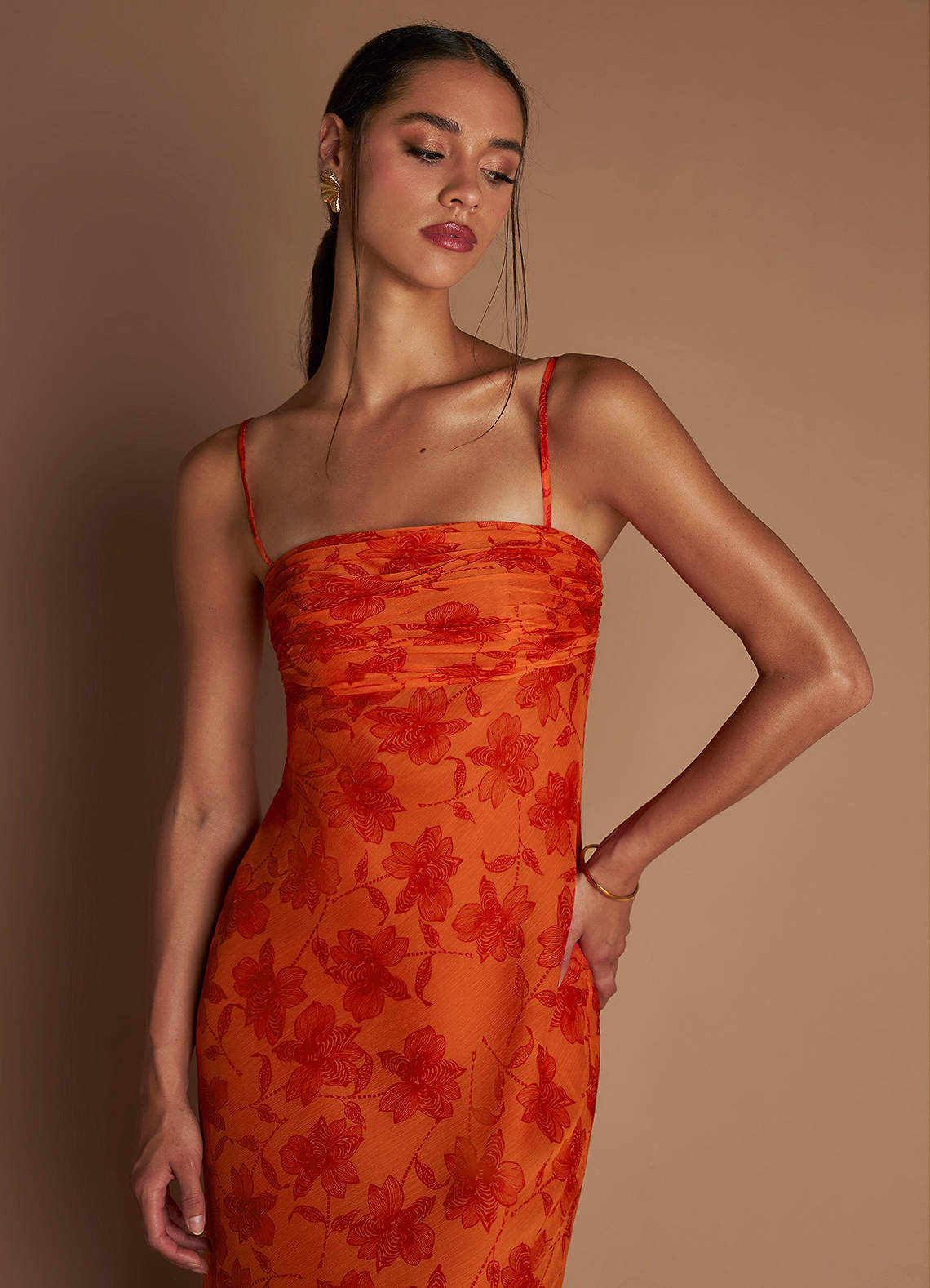 Aisha Tangerine Maxi Dress