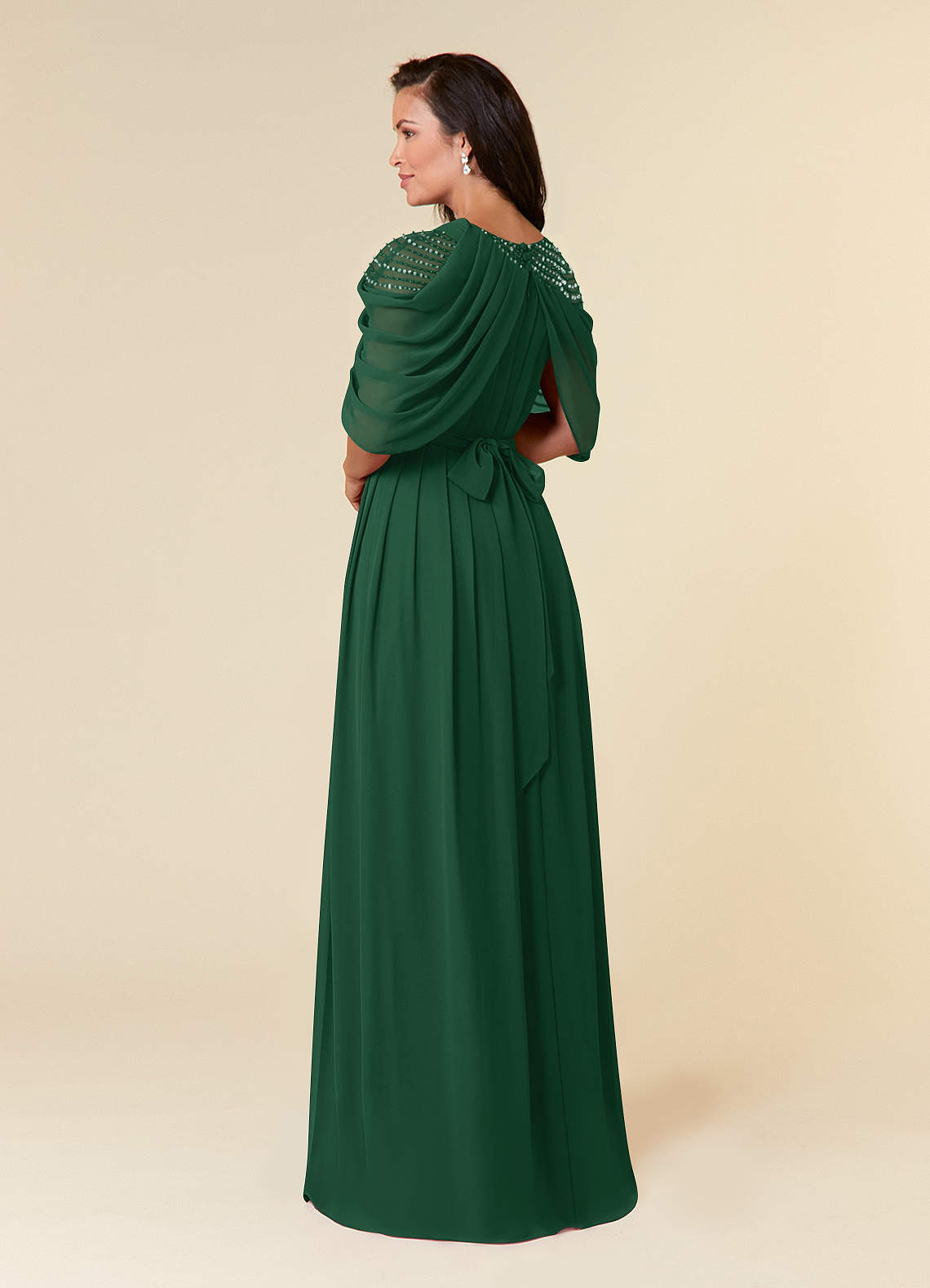 Dark Green A-Line Sequins Chiffon Dress