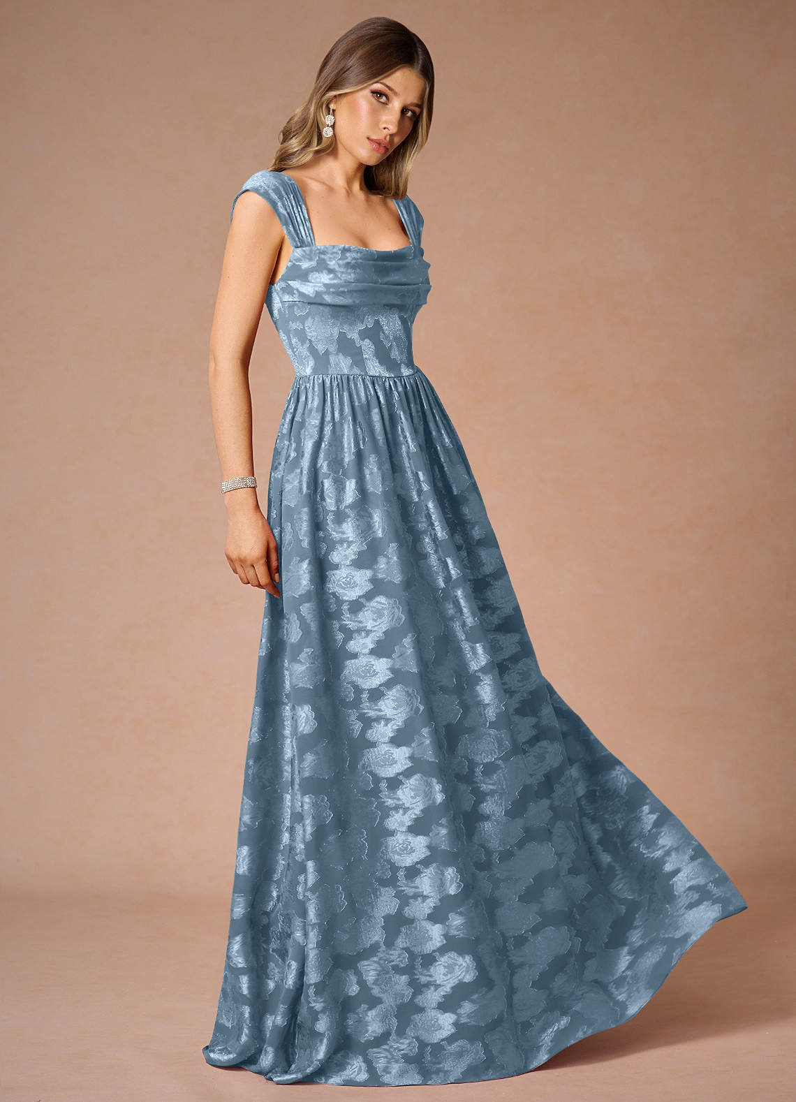 Hazel Dusty Blue Pleated Maxi Dress  Dress