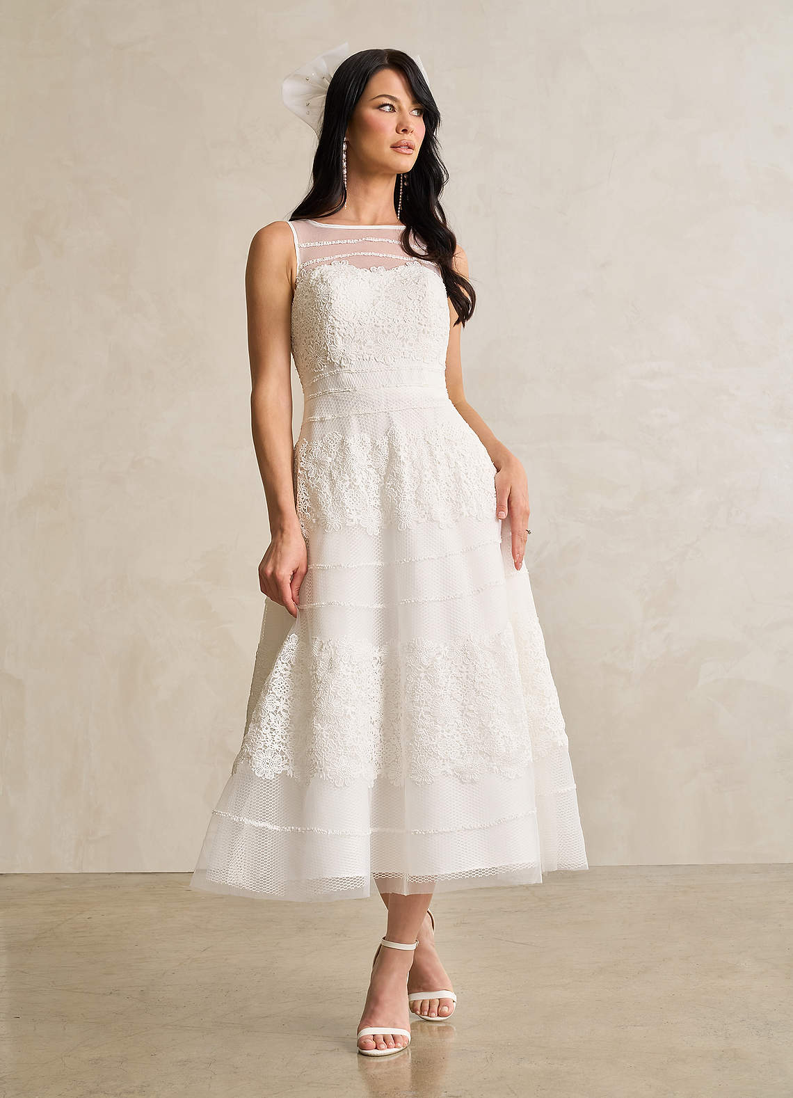 Diamond White A-Line Sweetheart Lace Tulle Dress