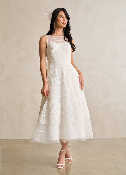 Diamond White A-Line Sweetheart Lace Tulle Dress