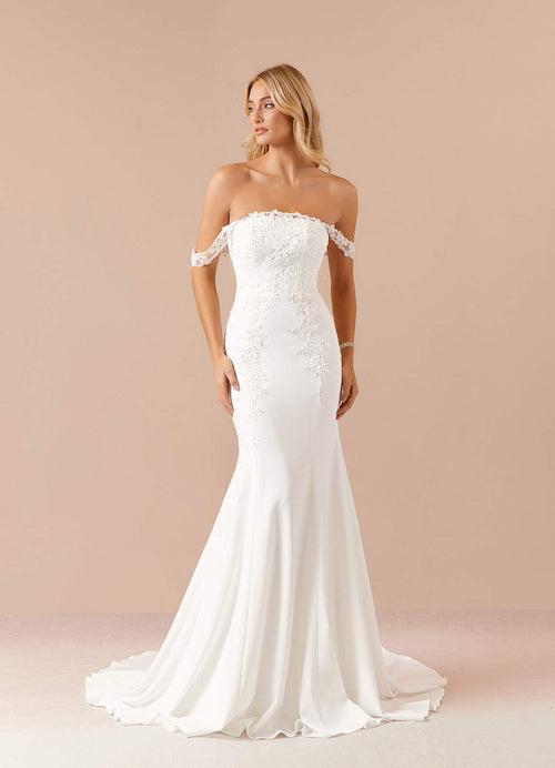 Diamond White Mermaid Sequins Stretch Crepe Dress