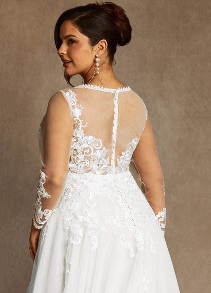 Diamond White A-Line Lace Tulle Dress