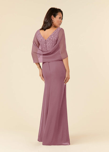 Vintage Mauve Mermaid Lace Chiffon Dress