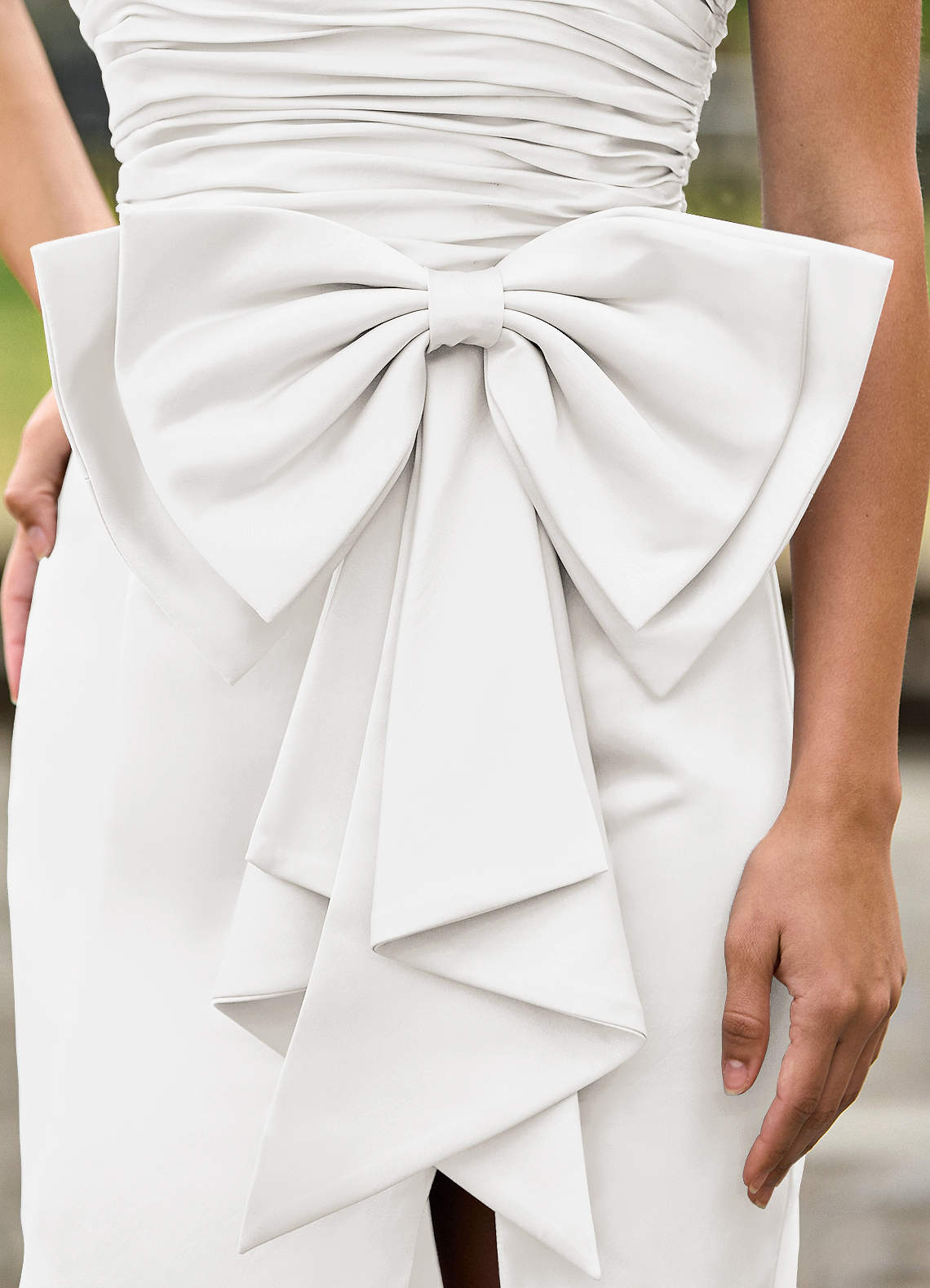 Elowen White Sculpted Strapless Ruffle Prom Dress