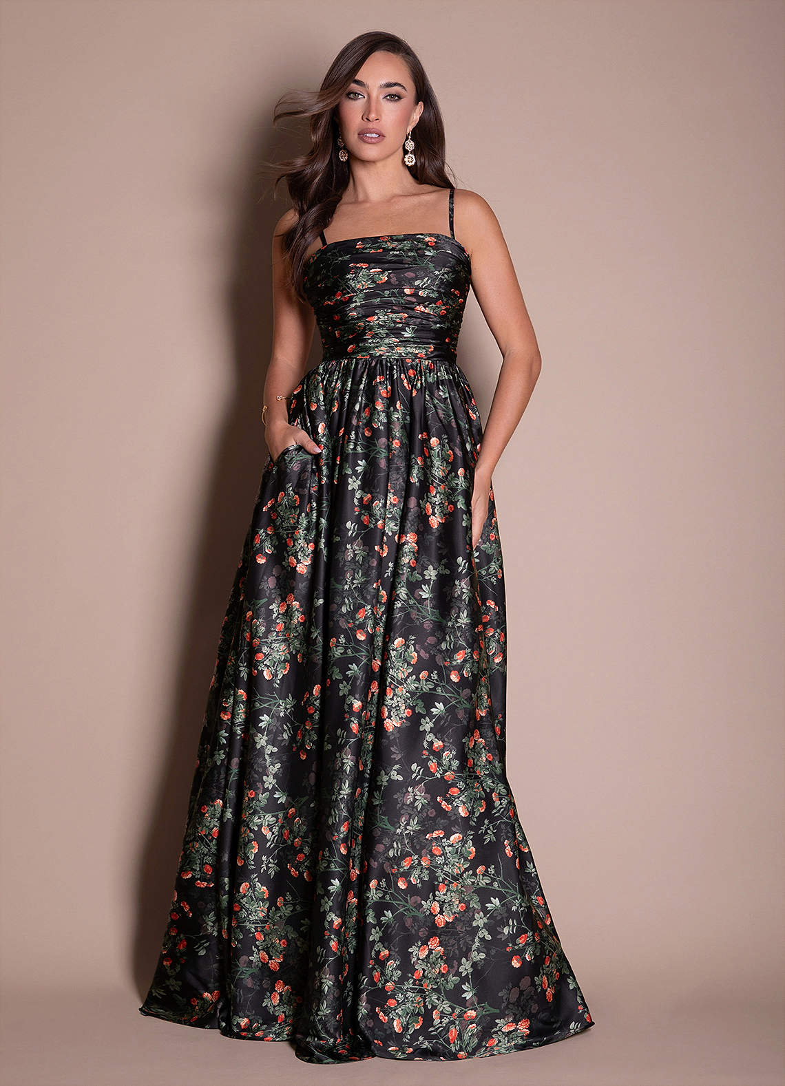 Suzana Noir Rosette Maxi Dress