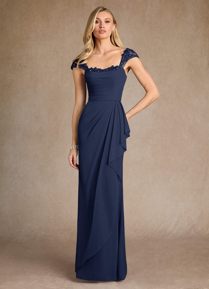 Dark Navy Sheath Lace Mesh Dress