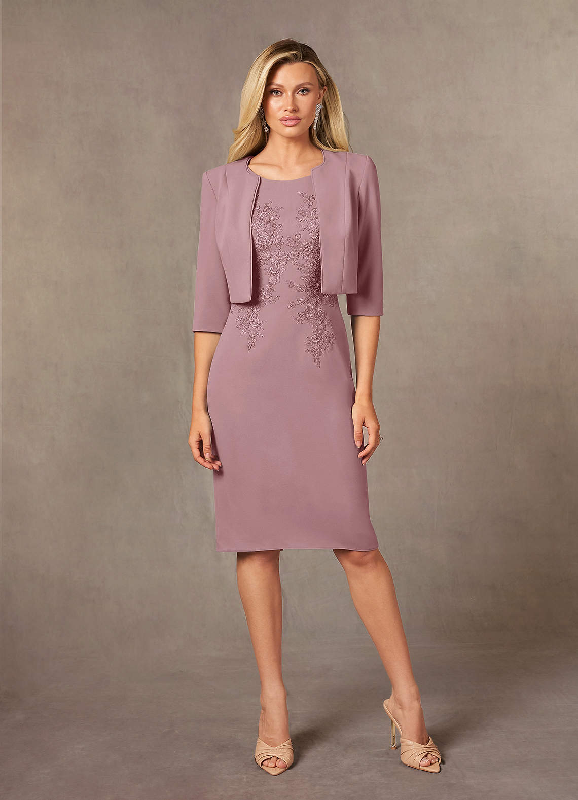 Dusty Rose Sheath Lace Dress