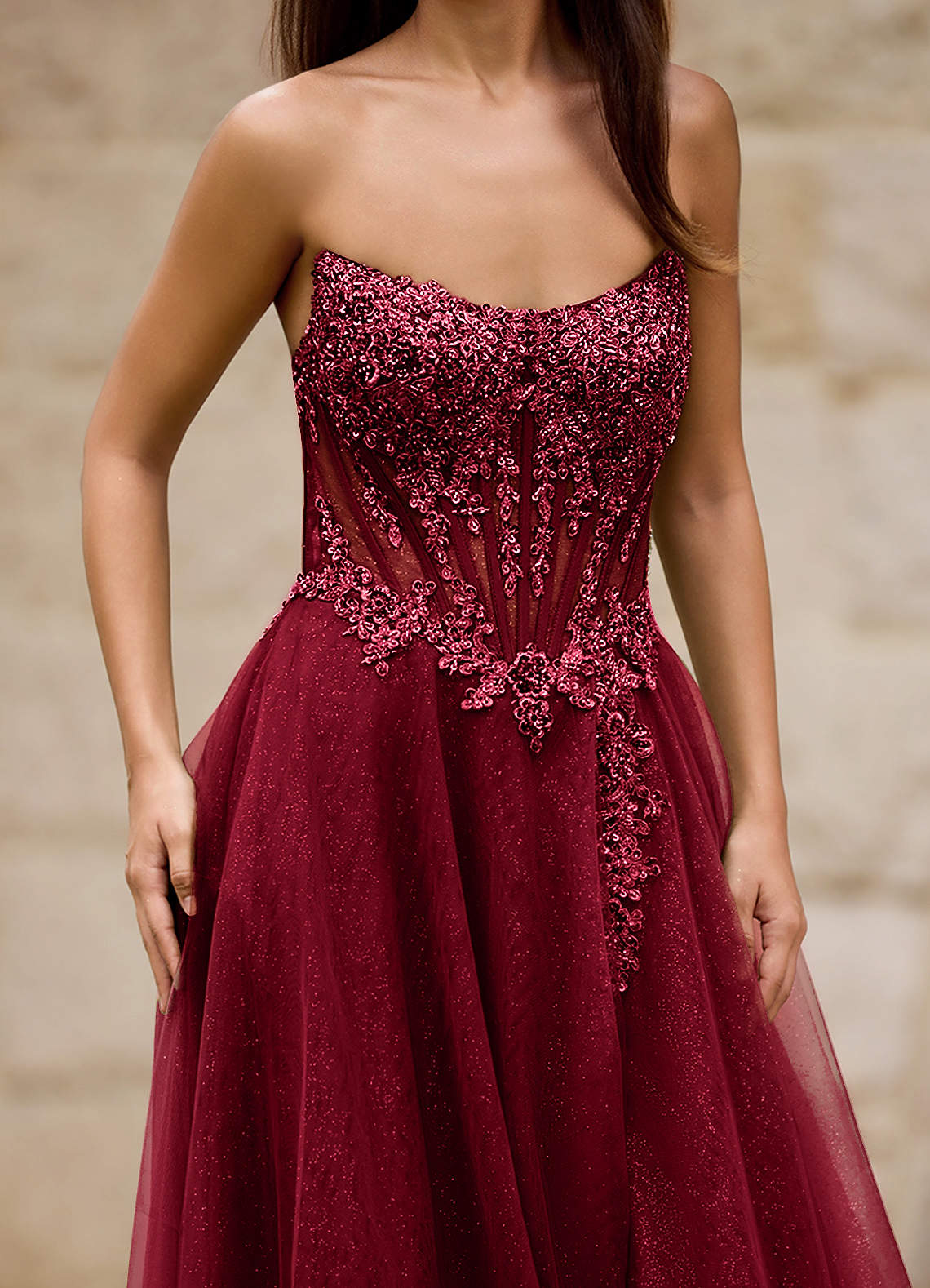 Brilliance Red Glitter Prom Dress  Dress