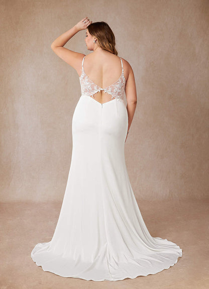 Diamond White Mermaid Sweetheart Sequins Crepe Back Satin Dress