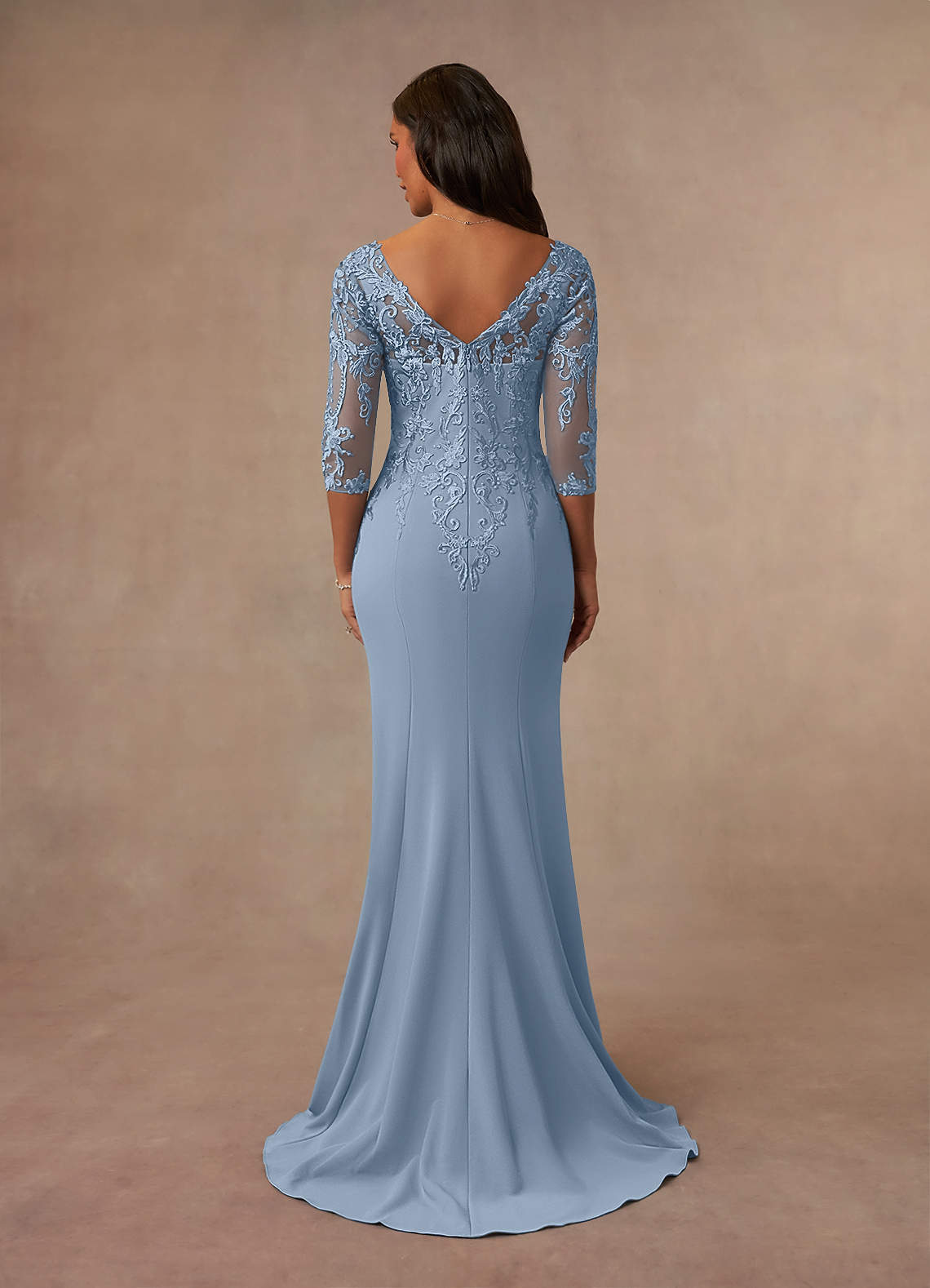 Dusty Blue Mermaid Lace Dress