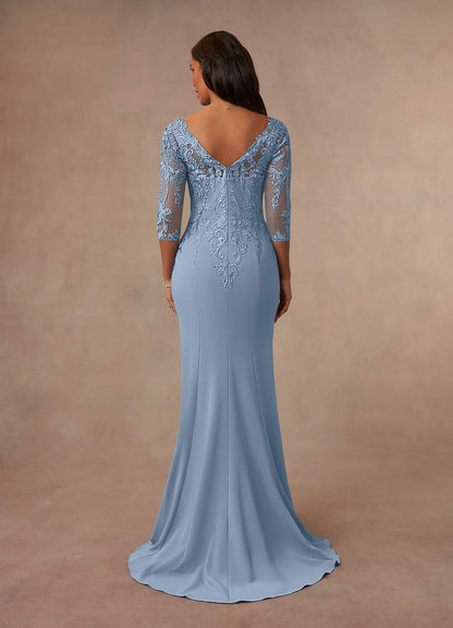 Dusty Blue Mermaid Lace Dress