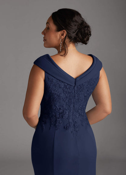 Dark Navy A-Line Lace Dress