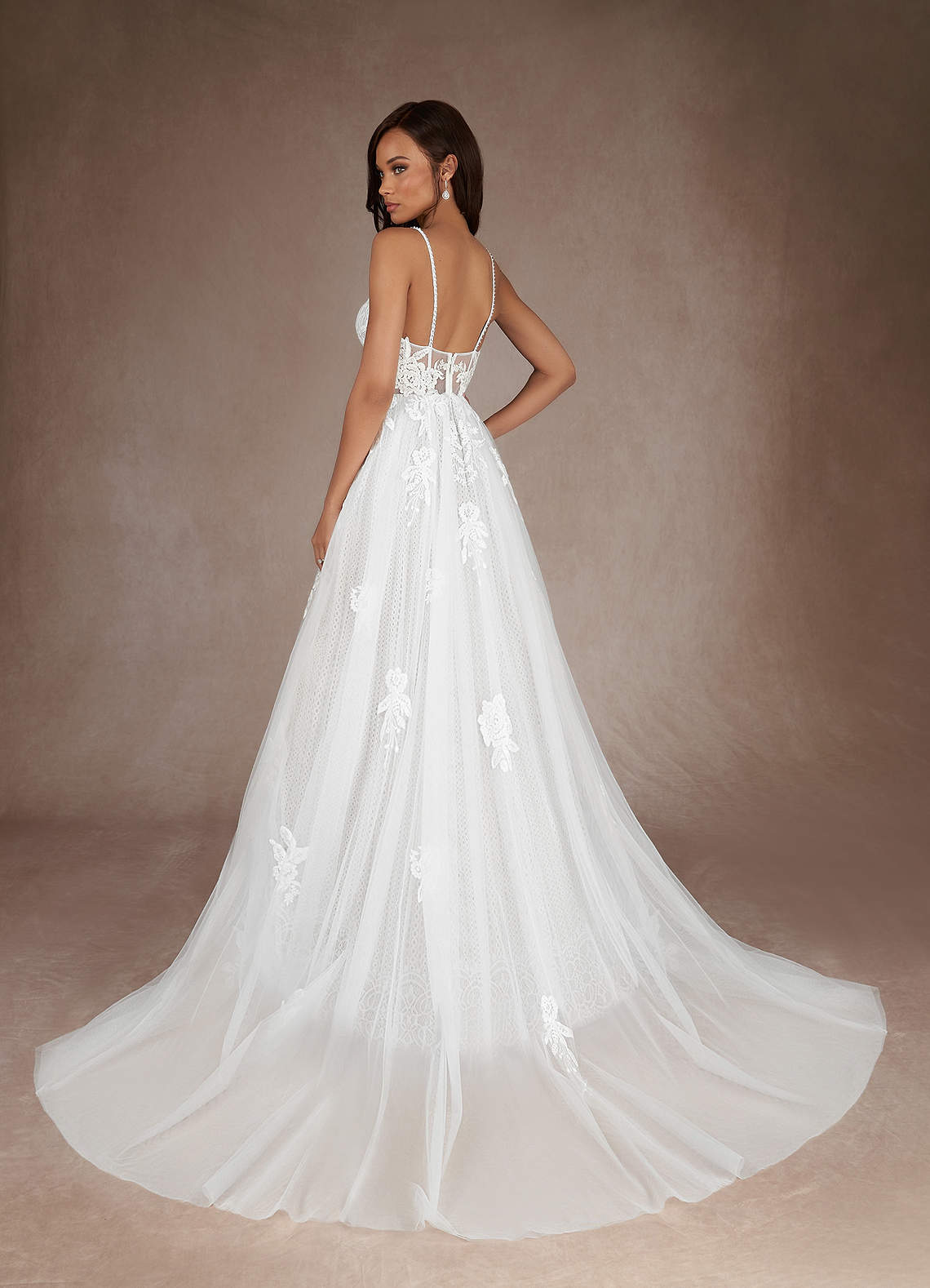 Diamond White A-Line Sequins Tulle Dress