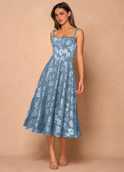 Sylvie Dusty Blue Midi Dress  Dress