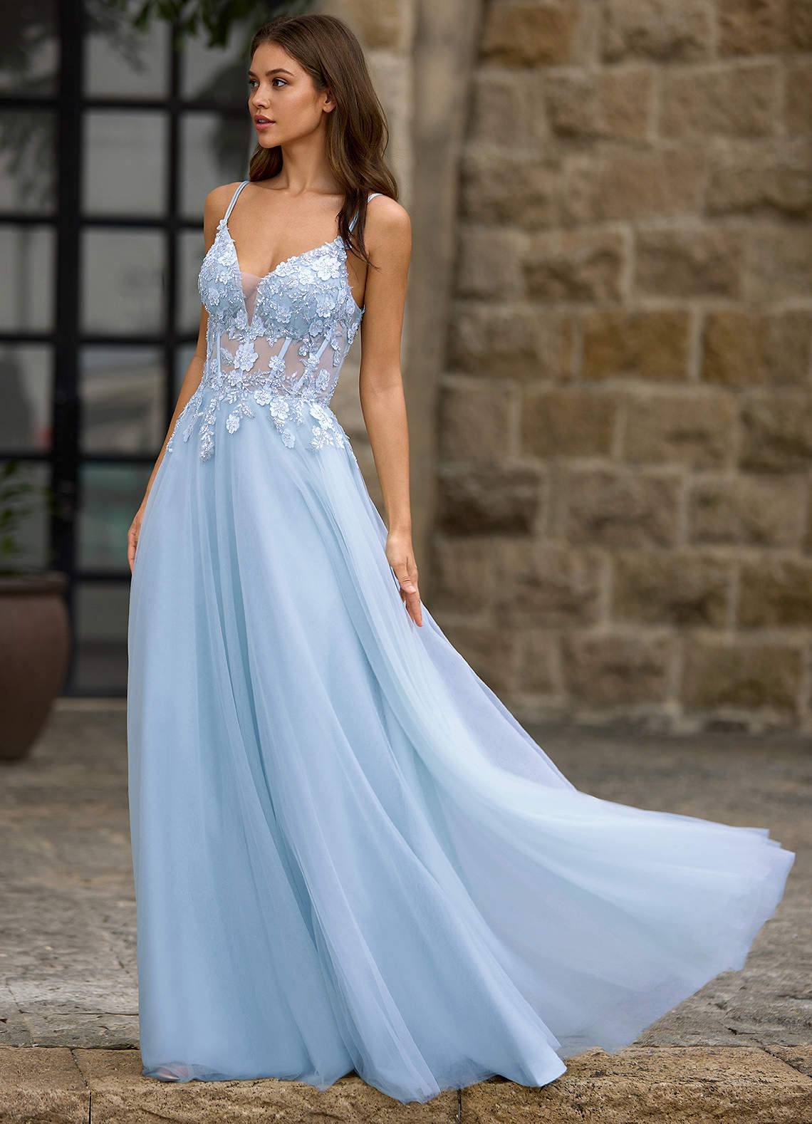 Drapelet Blue A-Line Prom Dress  Dress