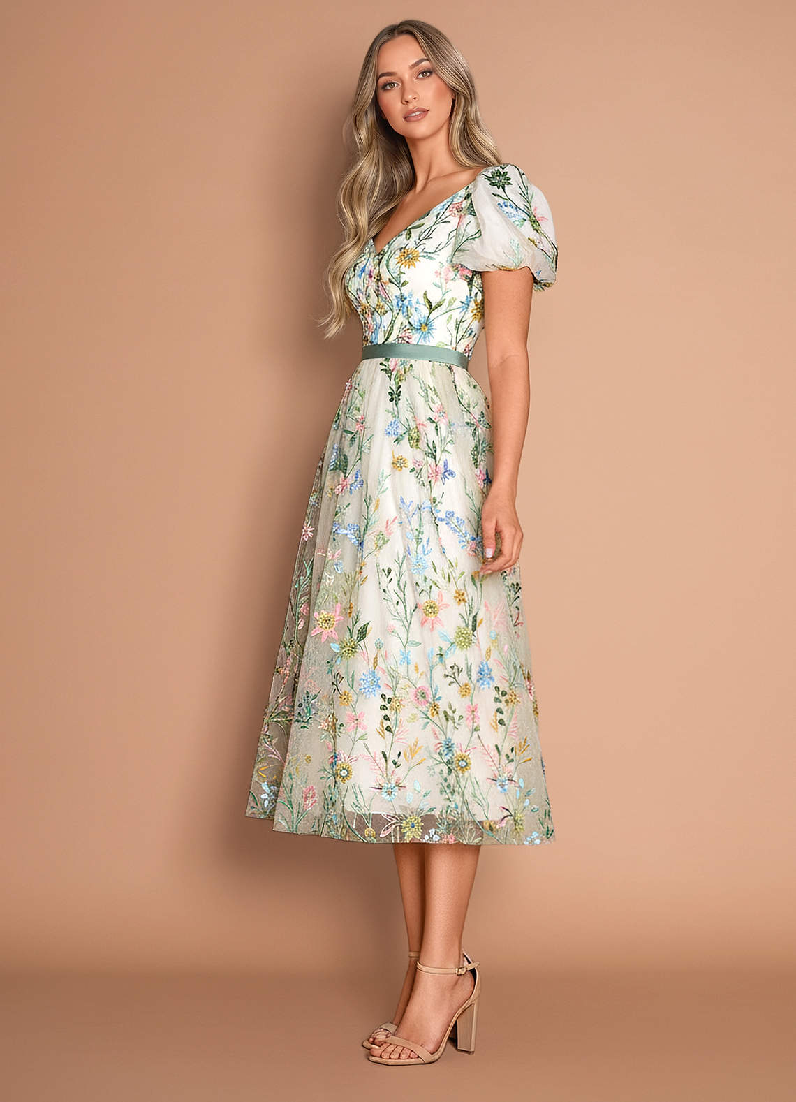 Marisa Champagne Multi Midi Dress