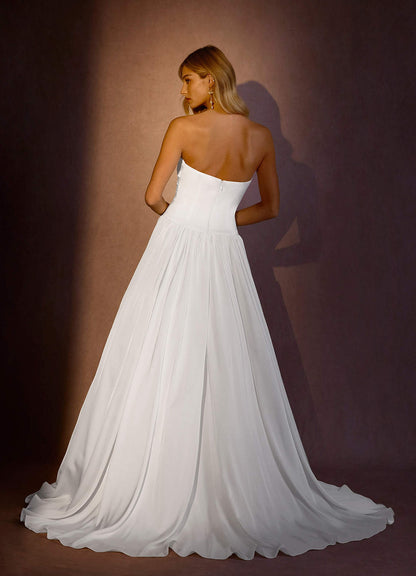 Diamond White Ball-Gown Strapless Stretch Satin Dress