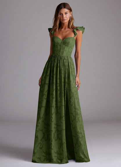 Denisse Olive Corset Maxi Dress