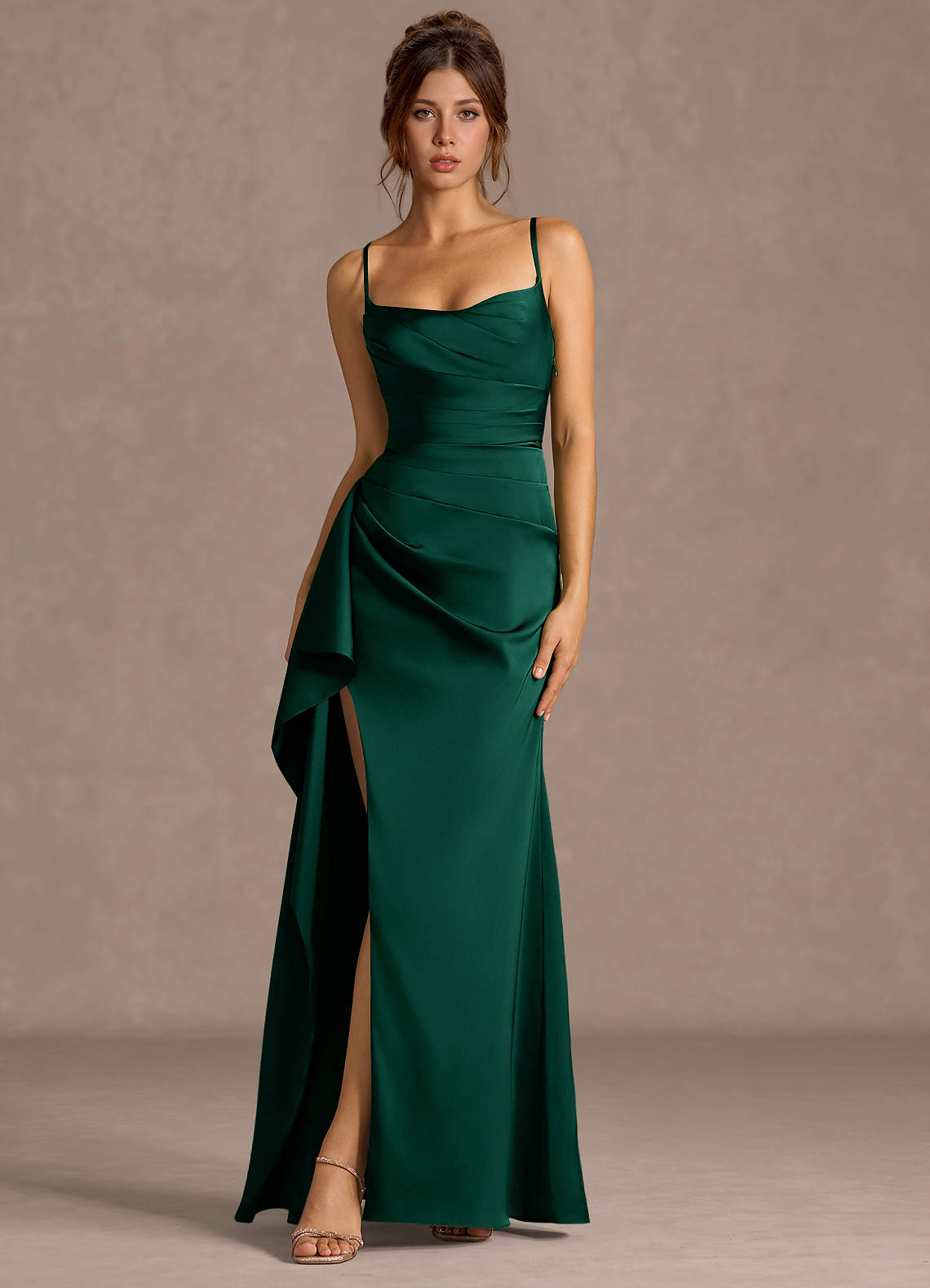 Thora Hunter Green Open Back Prom Dress
