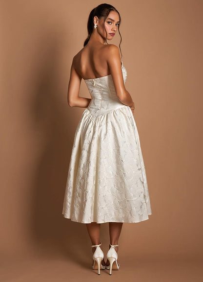 Astra French White Midi Dress  Dress