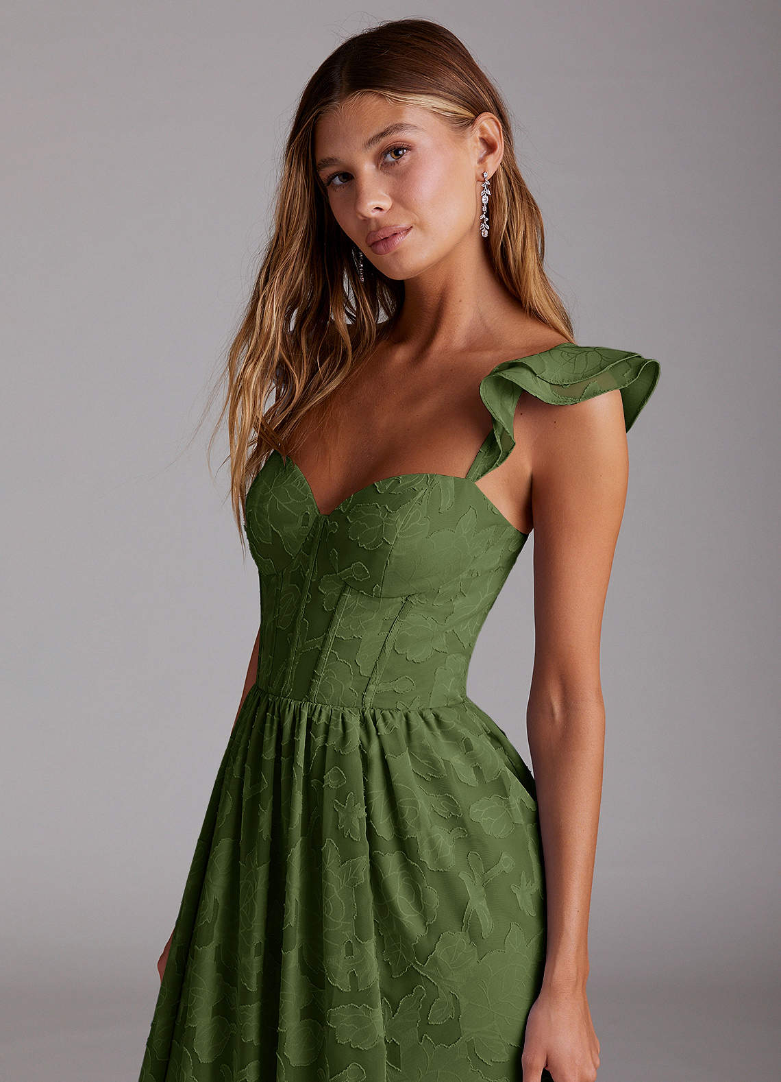 Denisse Olive Corset Maxi Dress